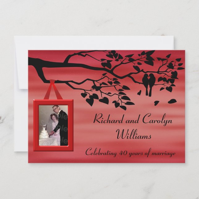 40:e Bröllop-årsdagen Firande Inbjudningar (Framsida)