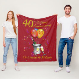 40:e Bröllop-årsdagen Firande Red Fleecefilt