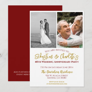 40:e Bröllop-årsdagen Fotograf Ruby Inbjudningar