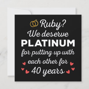 40:e Bröllop-årsdagen I - Ruby Funny Couple Inbjudningar