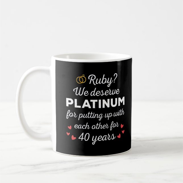 40:e Bröllop-årsdagen I - Ruby Funny Couple Kaffemugg (Vänster)
