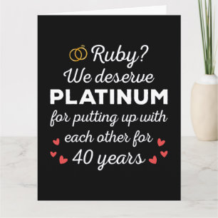 40:e Bröllop-årsdagen I - Ruby Funny Couple Kort