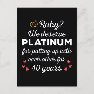40:e Bröllop-årsdagen I - Ruby Funny Couple Vykort
