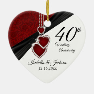 40:e Bröllop-årsdagen Keepsakédesign 2 Julgransprydnad Keramik