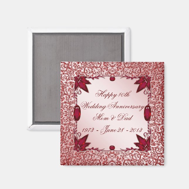 40:e Bröllop-årsdagen Magnet (Front/Back)