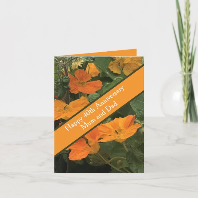 40:e Bröllop-årsdagen Nasturtiumalternativet Kort (Framsida)