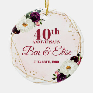 40:e Bröllop-årsdagen Ornament Ruby-årsdagen