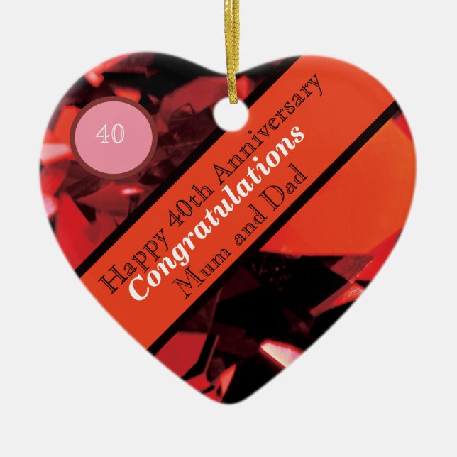 40:e Bröllop-årsdagen Ruby Ceramic Ornament (Framsidan)