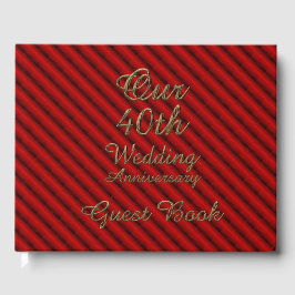 40:e Bröllop-årsdagen Ruby Guld Typography Gästböcker