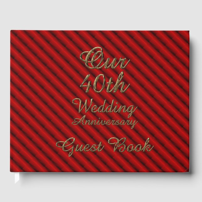 40:e Bröllop-årsdagen Ruby Guld Typography Gästböcker (Framsida)