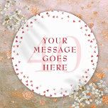40:e Bröllop-årsdagen Ruby Hearts Runt Klistermärke<br><div class="desc">Med ömtåliga ruby-hjärtan. Anpassa med din speciella 40-årsjubileumsinformation i chicens ruby-brev. Designad av Thisisnotme©</div>