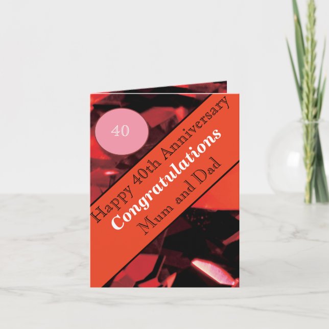 40:e Bröllop-årsdagen Ruby Kort (Framsida)