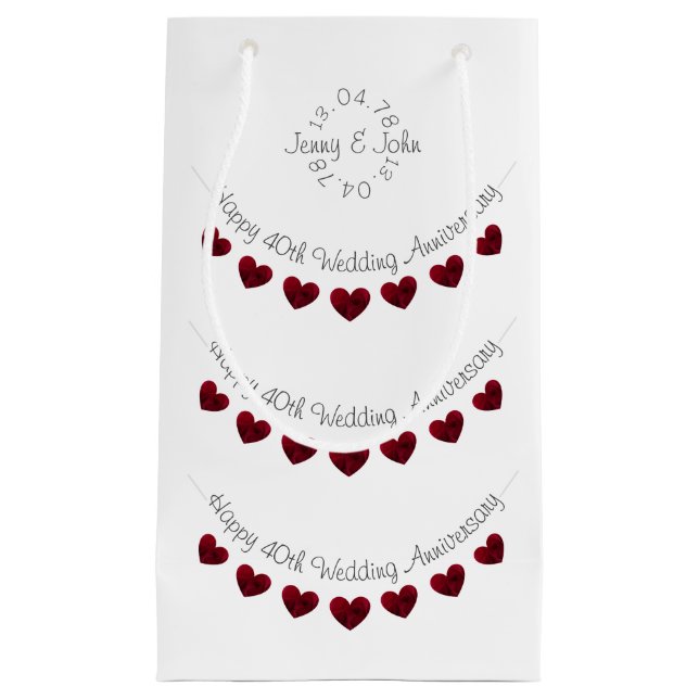 40:e Bröllop-årsjubileet, liten presentväska i rub (Framsidan)