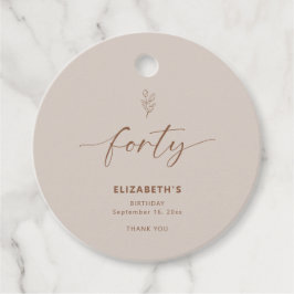 40:e Eleganten på födelsedagen Minimal Boho Gåvor Etiketter