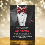 40:e evenemanget Black and Red Tuxedo Birthday Inbjudningar<br><div class="desc">Fira i stil med den här inbjudan till Svart och Red Tuxedo-födelsedagseftermiddagen, med elegans och sofistikering. Den eleganta svarta bakgrunden och tonen anger tonen för en luxuriös affär, perfekt för en milstolpe firande. Med sin förfinade tuxedo-inspirerade utformning fångar den här inbjudan kärnan i en klasskväll fylld med minnesvärda stunder. Anpassa...</div>