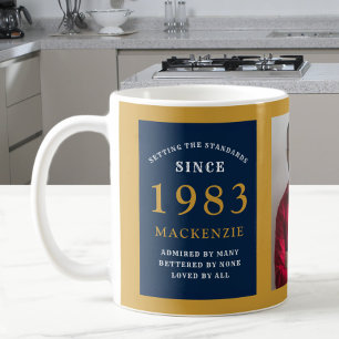 40:e födelsedag 1983 Blåfoto Guld Lägg till Namn Kaffemugg
