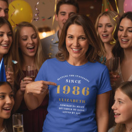 40:e födelsedag 1986 Personligens eget namn blått T Shirt