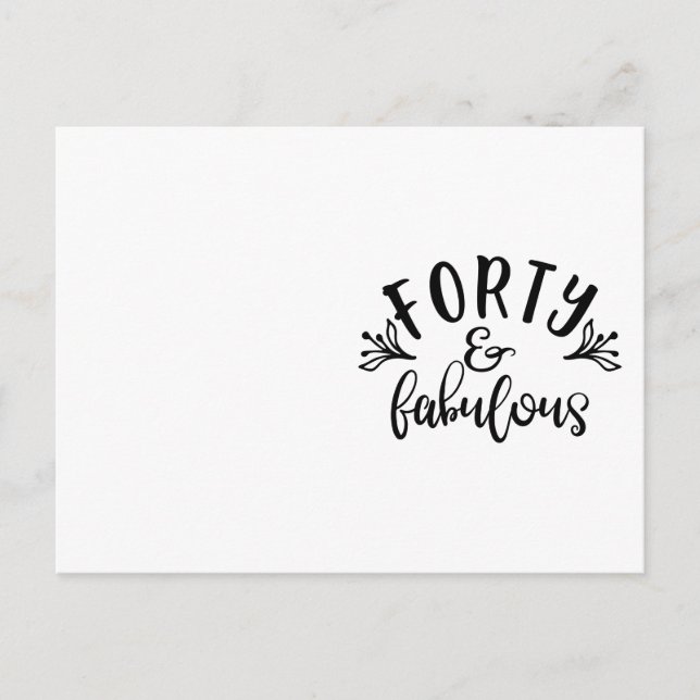 40:e födelsedag: 40 och uppmjukande vykort (Framsida)