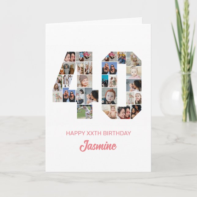 40:e födelsedag 40 Personlig för fotokollage Kort (Framsida)