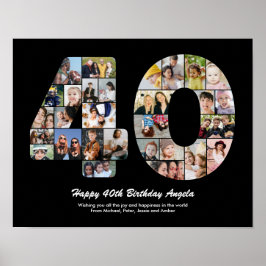 40:e födelsedag 40 Photo Collage Gift Poster