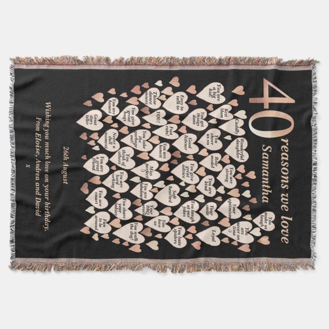 40:e födelsedag 40 skäl att vi Kärlek dig Filt (Framsidan)