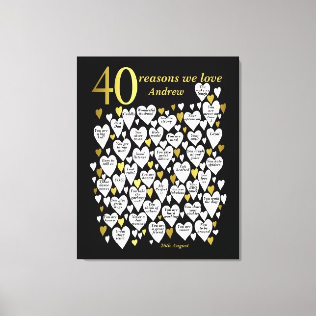 40:e födelsedag 40 skäl att vi Kärlek ger upp Canvastryck (Framsida)