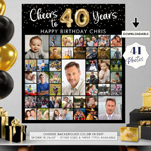 40:e födelsedag 41 fotokollage Cheers till 40 år Poster