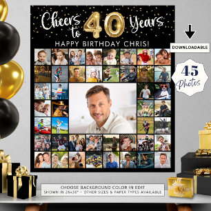 40:e födelsedag 45 fotokollage Cheers till 40 år Poster