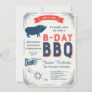 40:e födelsedag BBQ Party All American Vintage Inbjudningar