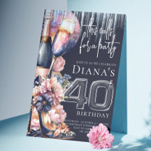 40:e födelsedag Blå Rosa Heel Champagne