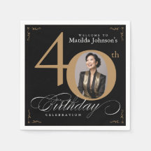 40:e födelsedag Black Guld Calligraphy-Anpassnings