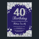 40:e födelsedag Blått och Silver Diamond Inbjudningar<br><div class="desc">40:e födelsedagsinbjudan. Navy Blue och Silver Rhinestone Diamond. Elegant Birthday Bash inbjudan. Vuxen Birthday. Kvinnor på födelsedagen. Manar födelsedag. Om du vill göra ytterligare anpassningar klickar du på knappen "Anpassa" och användor verktyg som är utformat för att ändra mallen.</div>