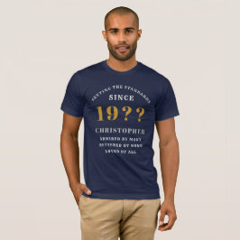 40:e födelsedag Blåvita Guld Eleganten Namn T Shirt