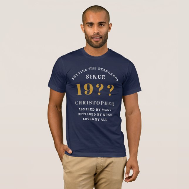 40:e födelsedag Blåvita Guld Eleganten Namn T Shirt (Hel framsida)