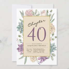 40:e födelsedag Blommigt Party Inbjudningar
