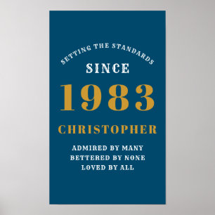 40:e födelsedag Born 1983 Lägg till Namn Blue Guld Poster