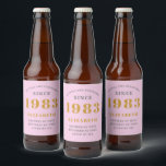 40:e födelsedag Born 1983 Lägg till Namn Rosa Gråt Ölflaska Etikett<br><div class="desc">Personlig Födelsedag lägg till ditt namn och årsmärke för öl. Redigera namn och år med den angivna mallen. En underbar födelsedagsfest för rosa av anpassningsbar. Fler gåvor och party-förråd finns tillgängliga med utformningen "standardinställningar" i butiken.</div>