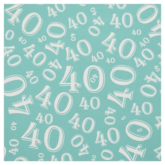 40:e födelsedag Coola Mönster Teal/White Tyg (Provkarta)