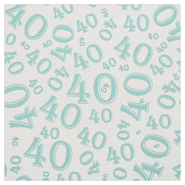 40:e födelsedag Coola Mönster Teal/White Tyg (Provkarta)