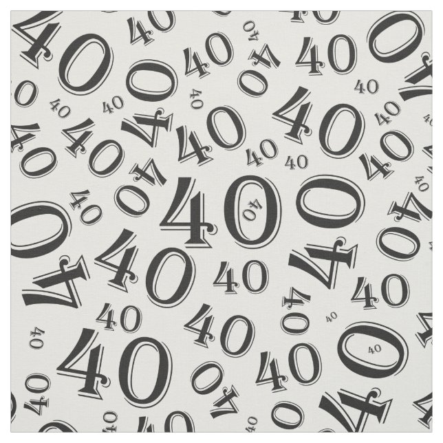 40:e födelsedag Coola nummer Mönster Black/White Tyg (Provkarta)