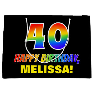 40:e födelsedag: fetstil, Roligt, enkel, regnbåge 