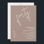 40:e födelsedag för minsta varma Brown Boho Motif Inbjudningar<br><div class="desc">40:e födelsedagsinbjudan till minsta varma brun Boho Motif 40-dagarsinbjudan Enkel,  modern och minimalistisk i stil,  varm brun färgad 40:e födelsedag med en löstagbar skarvmotiv.</div>