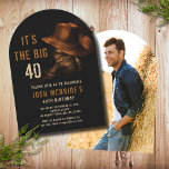 40:e födelsedag Foto Rustic Cowboy Hat Boots Inbjudningar<br><div class="desc">40:e födelsedag Foto Rustic Cowboyhatt och Leather Boots invigning har ett par lädercowboystövlar med hatt och din personlig 40:e födelsedosinbjudan nedan. Anpassa genom att lägga till ditt favoritfoto på andra sidan. Skapat av Evco Studio www.zazzle.com/store/evcostudio</div>