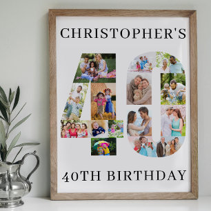 40:e födelsedag Fotokollage nummer 40 Personlig Poster