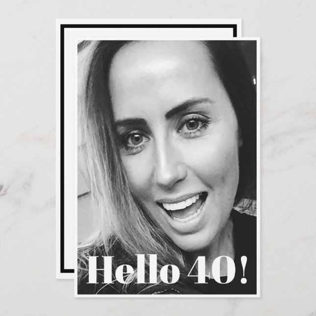 40:e födelsedag Fotomodern Elegant Inbjudningar (Fram/baksida)