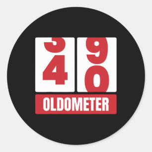 40:e födelsedag Funny Gift Manar Women Oldometer - Runt Klistermärke