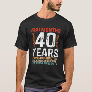 40:e födelsedag ger 40 år gammal 480 månader retro t shirt
