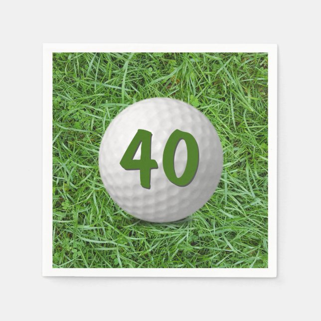 40:e födelsedag Golf Boll på gräs Pappersservett (Framsidan)