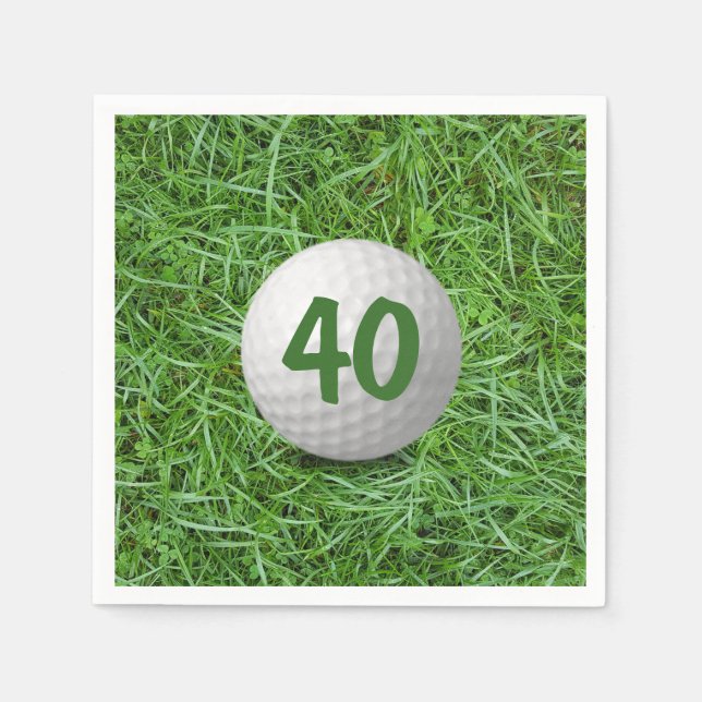 40:e födelsedag Golf Boll på grassblöjor Pappersservett (Framsidan)