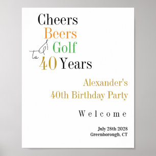40:e födelsedag Golf Cheers Öl Minimal Welcome Poster